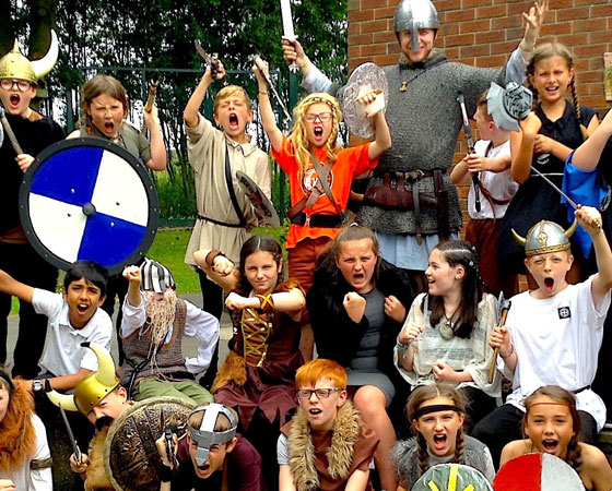School trip as Vikings including costumes